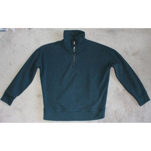 Athleta - Med TALL MT - Cozy Karma 1/4-Zip Pullover Sweatshirt in Teal Green - Picture 8 of 11